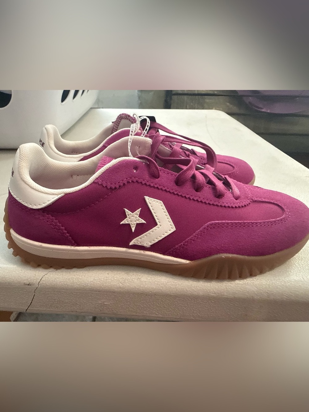 Converse Women's Magenta and White Star Chevron Athletic Sneakers
